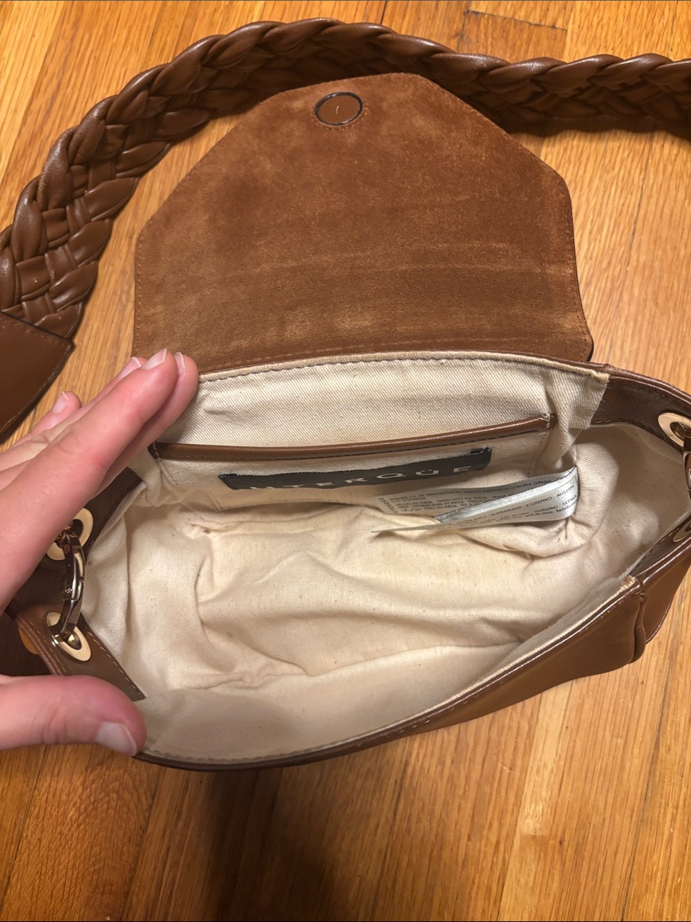 Uterque Brown Leather Braided-Handle Crossbody Bag - Picture 5 of 11
